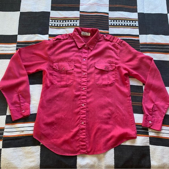 Vintage Cherry Stix ltd Pink Button down Polycotton Top. 1960’s. Large. Pockets. - Picture 7 of 16